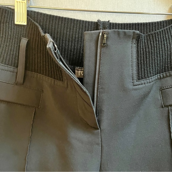 M Siamo Solid Black Ribbed Knit Waist Straight Leg Trouser Pants Sz 6 - Picture 6 of 11